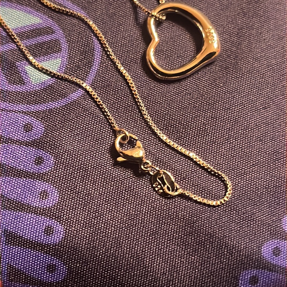 Open Heart Sterling Silver Chain Necklace - Picture 9 of 10